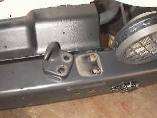 Tow hook removed in preparation for the Warn Winch install.